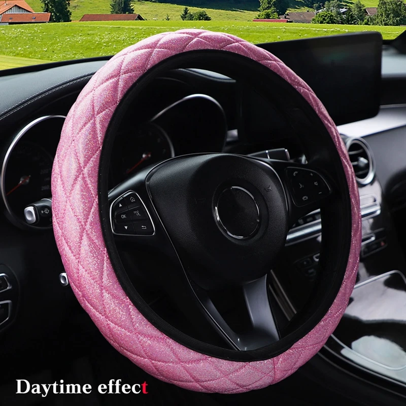 

Car Steering Wheel Cover Universal Diamond Blingbling Crystal Set Steering-Wheel Car-styling Car Wheel Cover Woman Accessories