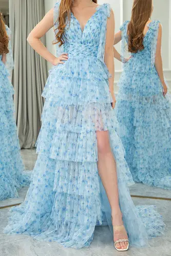 RFYR A Line Floral Prom Vestidos De Novia Pleated Elegant Prom Dress 2025 Floor Lenght Party Dress for Women  فساتين السهرة - Image 5