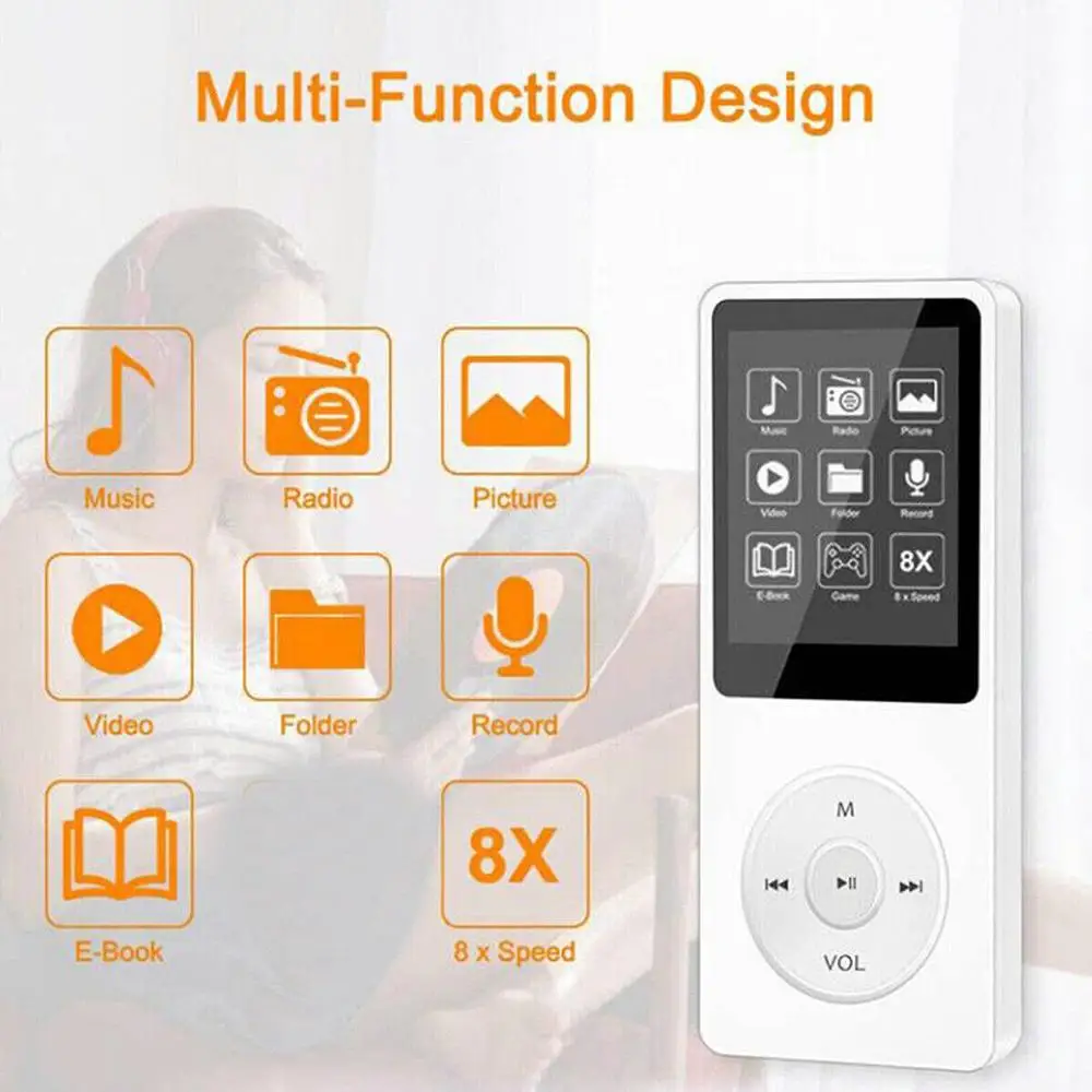 MP4/MP3 player Bluetooth Portable Student Walkman E-book Player Recorder Playback Audio Music V3R8