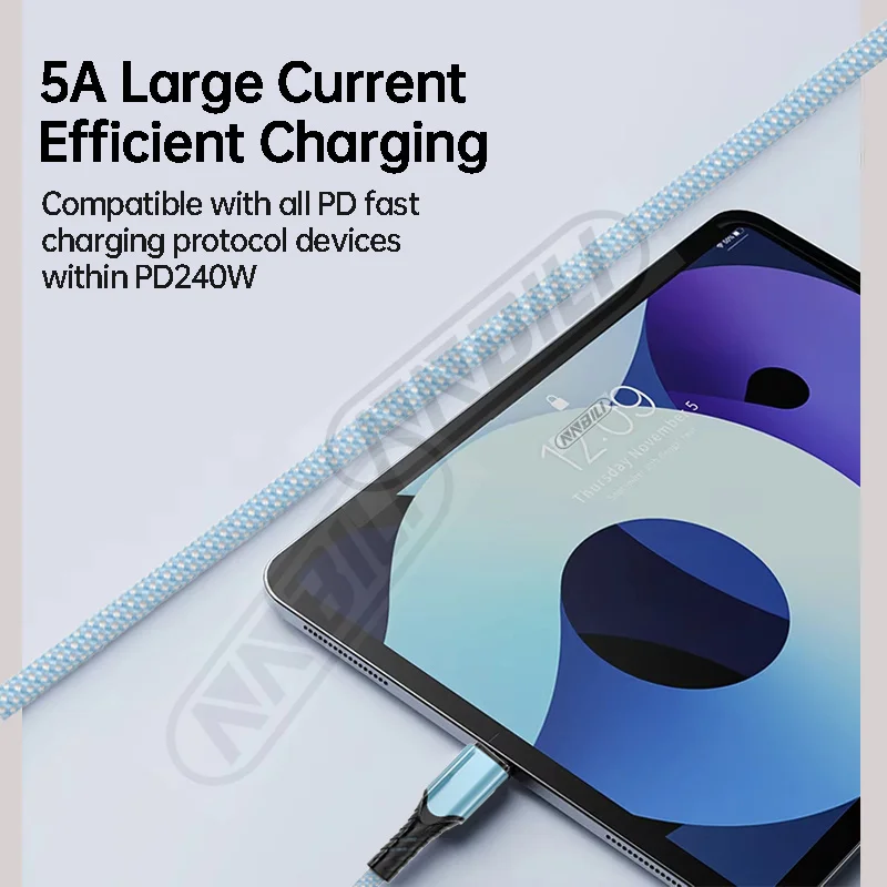 Nylon Braided 240W Fast Charging USB-C Cable with High-Speed Data Transfer