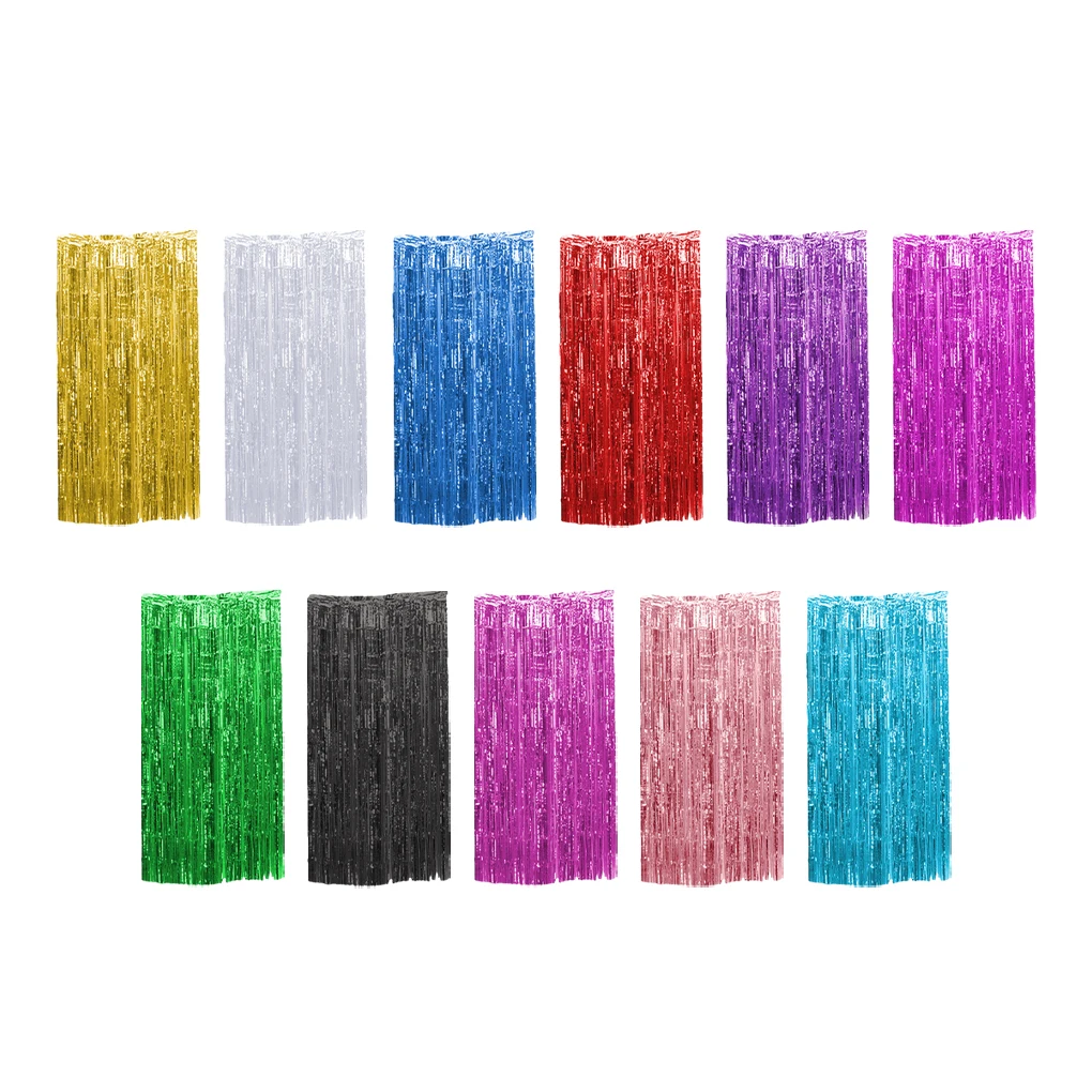 

1pcs Set 6.5ft Gold Aluminium Foil Streamers Decorations For Birthday Party Tinsel Curtain Backdrop Fringe Curtain Green 6.5ft