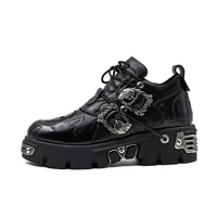 2025 Men and Women Vintage Rock Couple Shoes New Dark Punk Leather Retro Boots Metal Niche Design Unisex Single Platform Shoes - Image 3