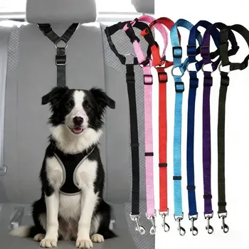 Cintura di sicurezza per cani e gatti da 1 pezzo, poggiatesta per auto, corda di sicurezza regolabile, cintura di sicurezza per auto