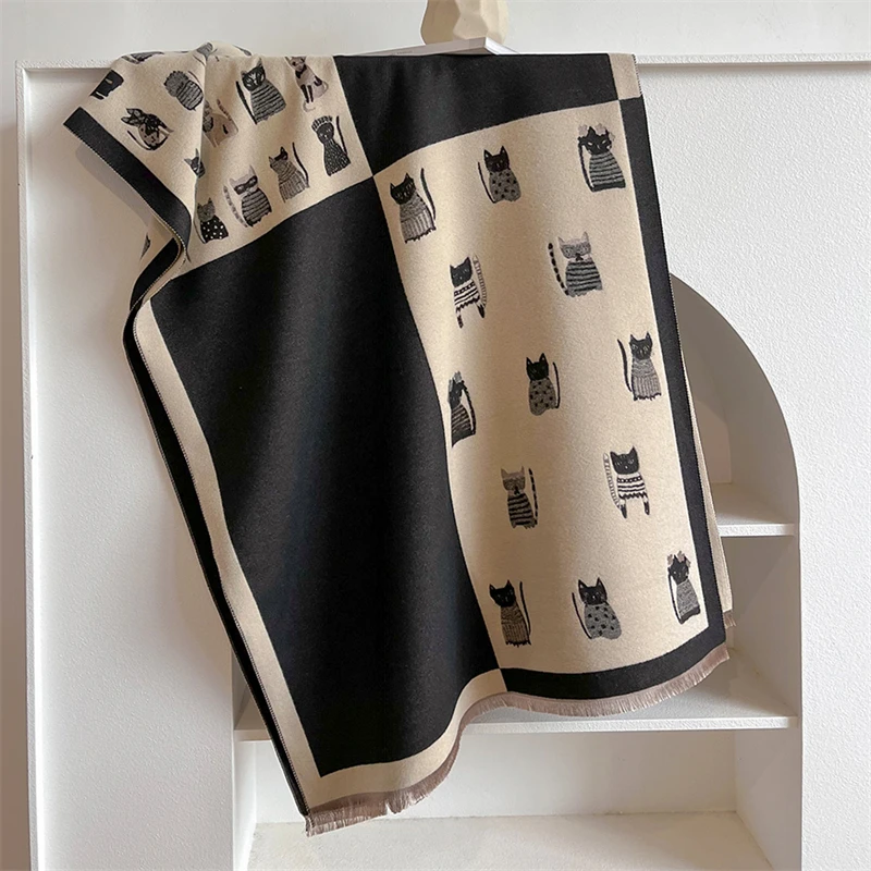 

2023 New Wraps Pashmina Female Luxury Thick Blanket Winter Bufanda Warm Cashmere Scarf Women Shawl Print Travel Poncho Stoles