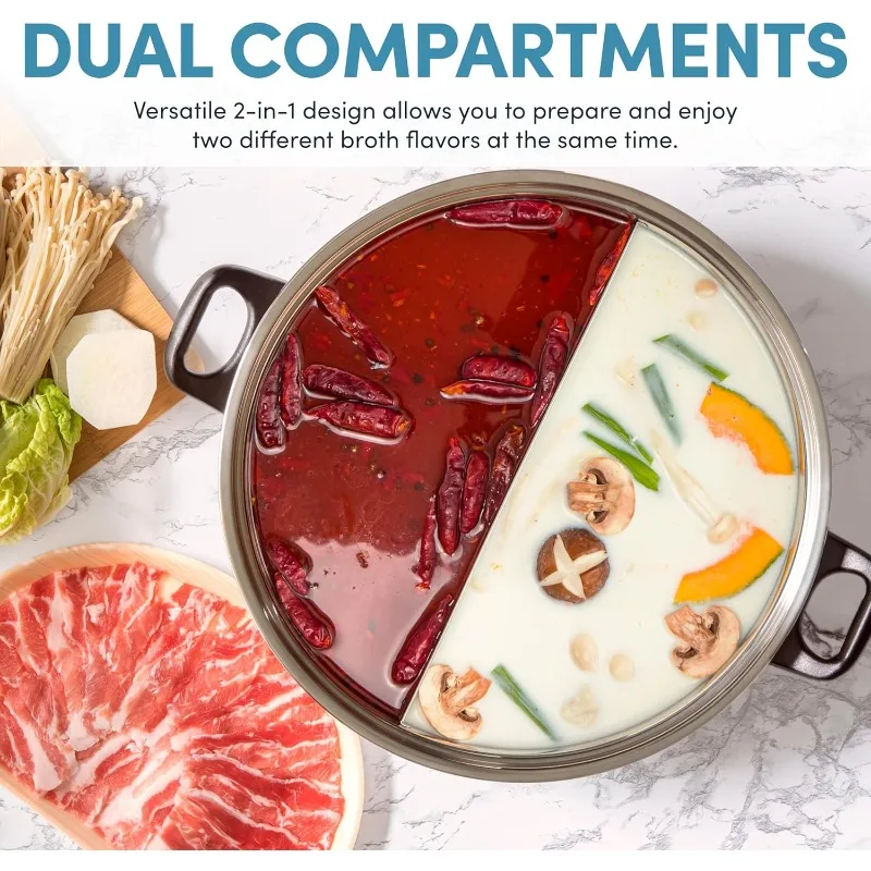Double-Sided Hot Pot, 5-Quart, Stainless Steel, Multi-Function Rice Cooker 2