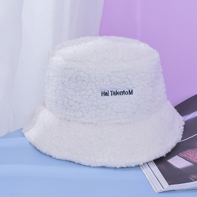 Wool Faux Fur Bucket Hat Winter Warm Teddy Velvet Hats for Women Lady Thicken Bob Panama Outdoor Fisherman Hat Caps