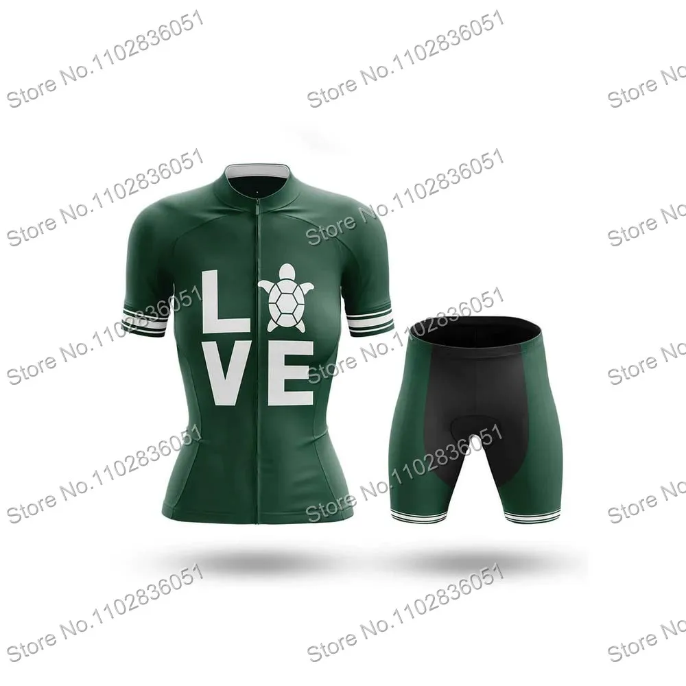 Turtle Team Cycling Jersey Set Women MTB Uniform Black Bike Clothing Summer Bicycle Shirt Ropa Bib Shorts Maillot Ciclismo