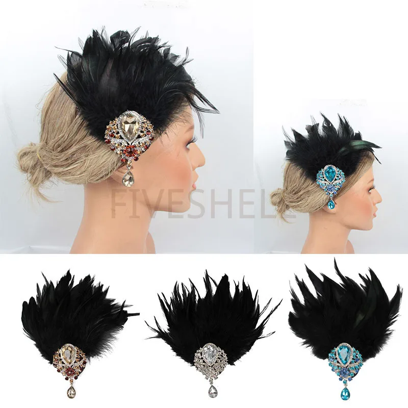 

Women Vintage 1920s Flapper Headpiece Roaring 20s Feather Headband Accessories