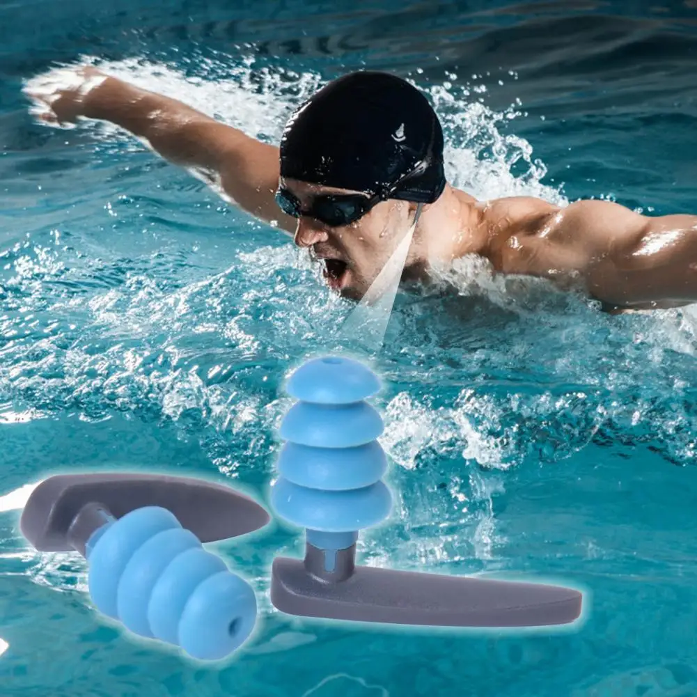 1 paio di tappi per le orecchie da nuoto in Silicone morbido Design a filo  a quattro strati tappi per le orecchie da surf per sport acquatici con  Design a testa di