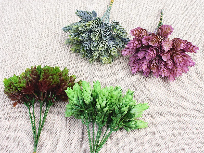 Description Picture 4 of item30 Heads Artificial Small Pineapple Plastic Tree Leaves Flores Fake Flowers DIY Wedding Home Decoration Plant Green Leaf