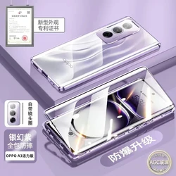 Full Protection Magnetic Adsorption Metal Tempered Glass Case - 360-Degree Double-Sided Cover for Oppo K12X 5G (PURPLE)