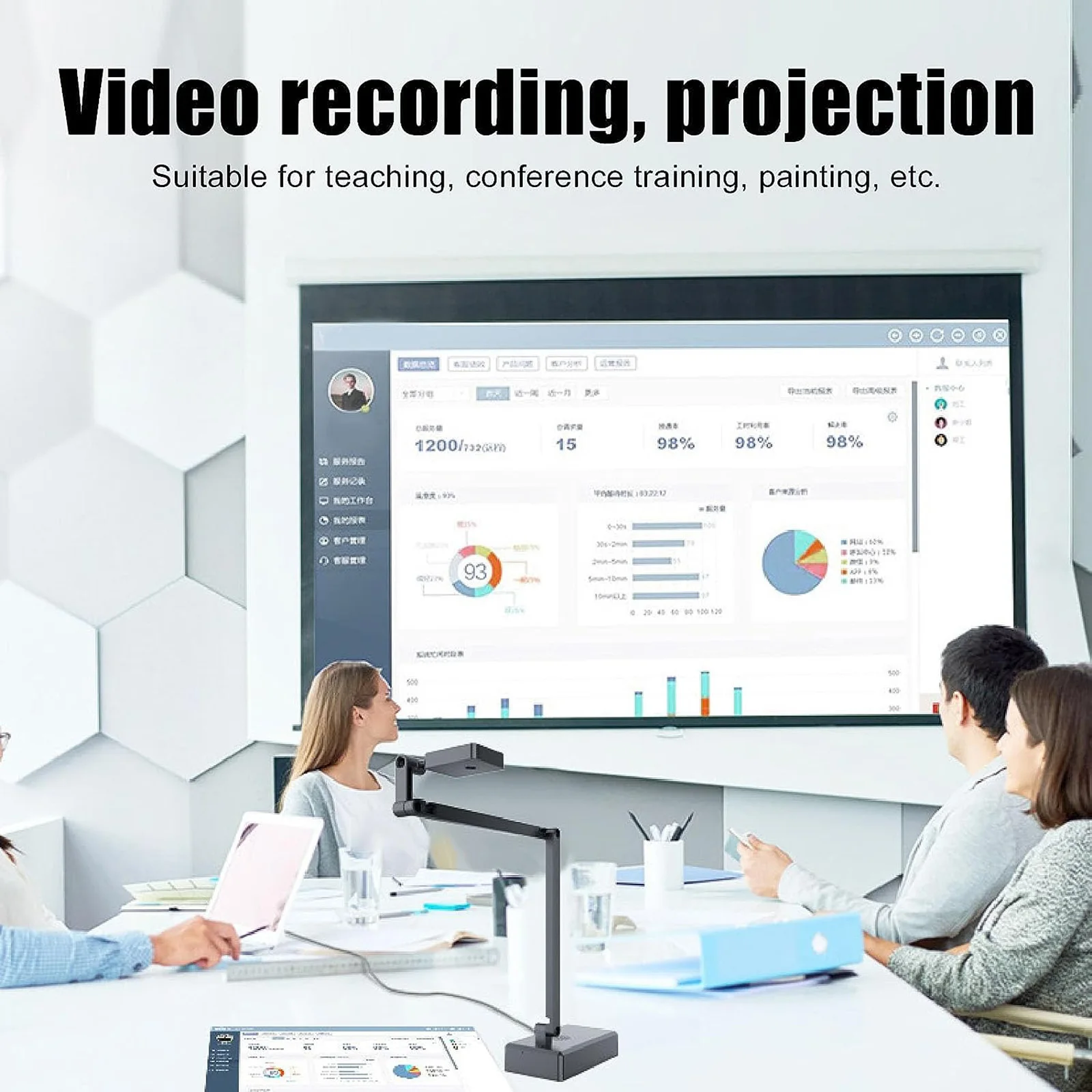 4K USB Document Camera & 16MP Webcam with LED Light and Mic Up to 30fps Auto Focus for Live Web Conferencing Remote Teaching document camera scanner