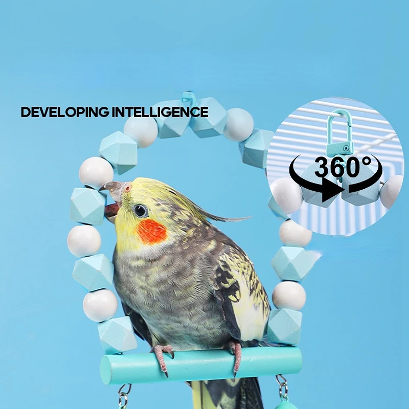 Colorful Bird Swing Toys with Bells Wooden Bird Swings Budgie Pet Swing Toys Ladder Bridge Cage Ladder Climbing