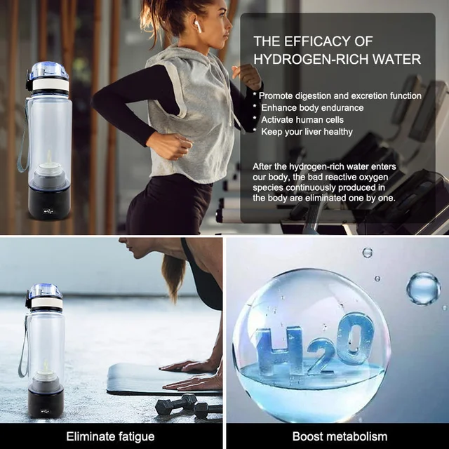 ขวดน้ําไฮโดรเจนรุ่นใหม่ เครื่องกําเนิดน้ําไฮโดรเจนที่อุดมไปด้วย + อะแดปเตอร์เสริม รูปแบบแพ็คเกจ 4