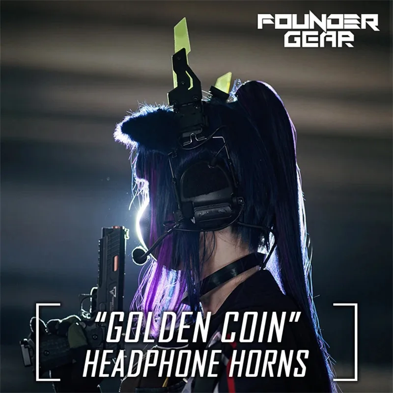 “GOLDEN COIN”  headphone HORNS Cyberpunk COSPLAY Arknights Blue Archive EVA Cosholic Tactical Craft Anime  Decorative corner