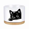 Black Cat Patterned Ceramic Flowerpot with Tray for Home Office Decor Gift for Plant Lovers Family Friend (excluding Plants) 6