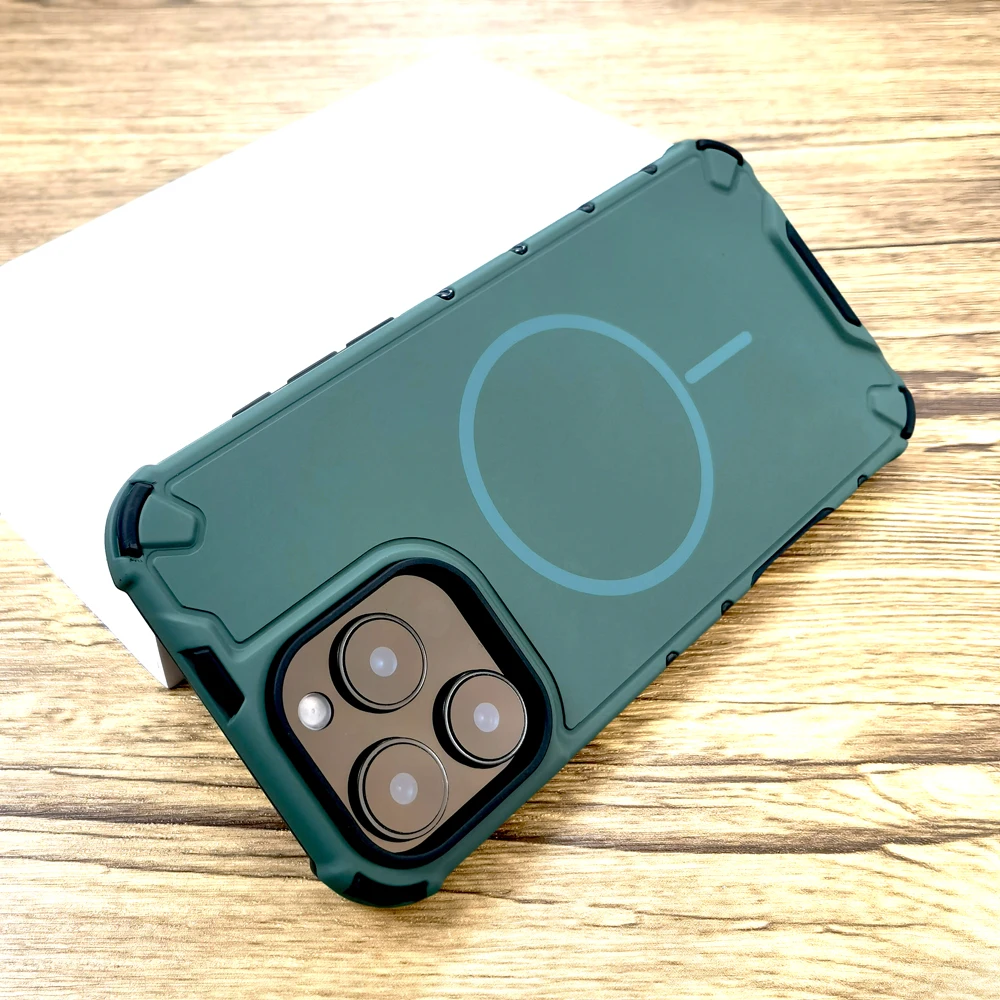Luxury Shockproof Armor Matte Case For iPhone 17 16 15 14 13 12 Pro Max 16Pro 15Pro For Magsafe Mag Safe Wireless Charge Cover 4