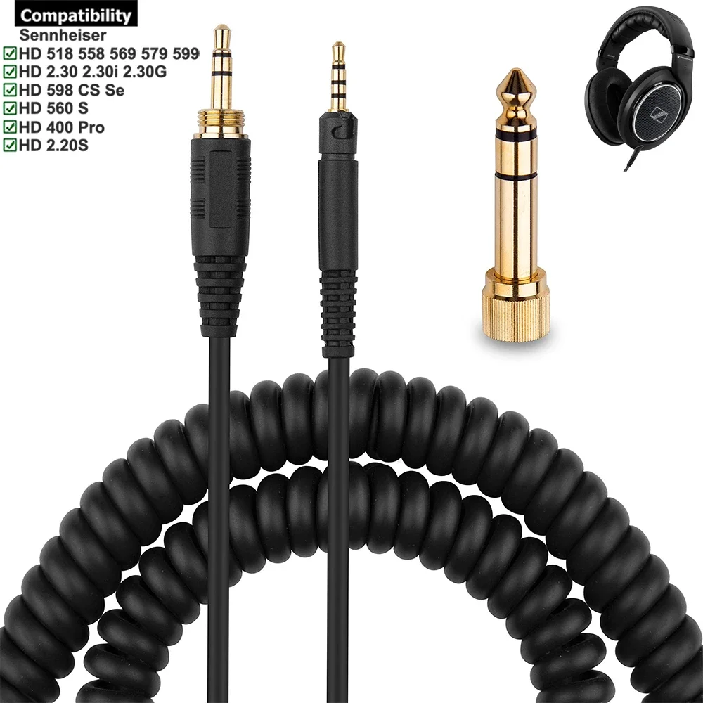 Cavo A Spirale A Molla Di Ricambio Per Cuffie Sennheiser Hd 400 Pro 560 S 518 558 569 579 599 598 Cs Se 2.20S 2.30 2.30I 2.30G