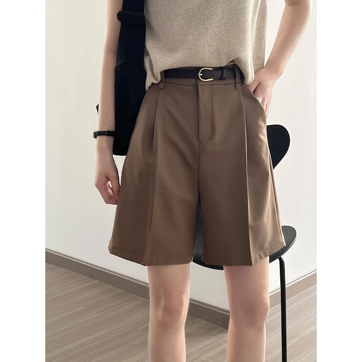 

Casual Suit Shorts for Women 2023 Summer New Loose Fitting High Waisted Wide Leg Casual Pants G1066