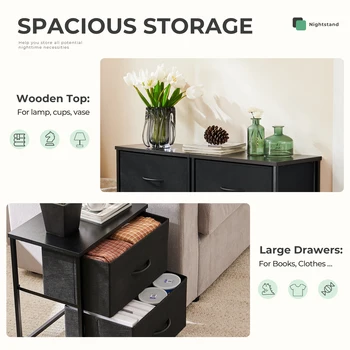 JHK Living Room Cabinet Set of 2 Fabric Drawers Tables With Storage Sofa Table Closet Chest Clothes Display Cabinet Of Furniture 6