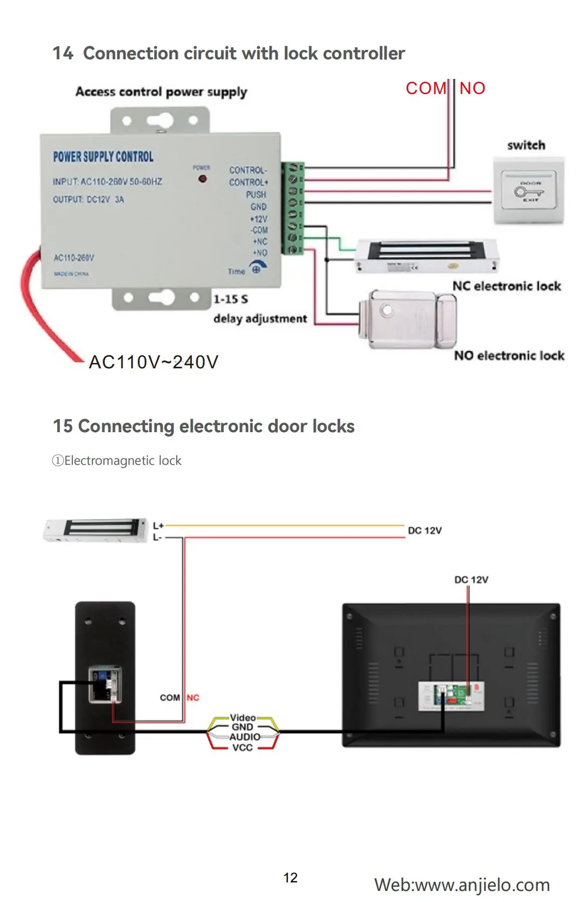 ANJIELO 1080P TUYA Smart Video Doorphone Lock Set Video Intercom system for Home