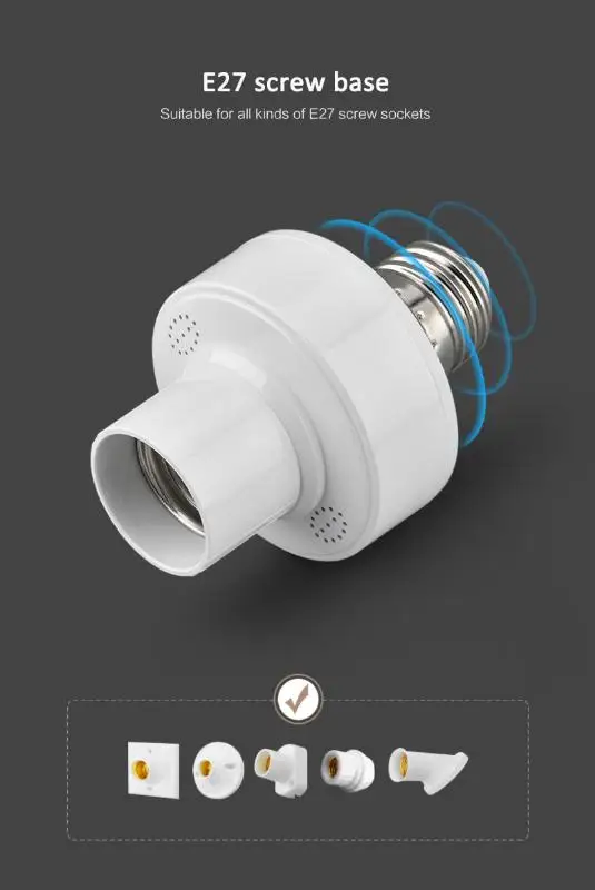 Tuya WIiFi BL E27 Socket Smart Light Bulbs Adapter Lamp Holder Base Kitchen Bedr