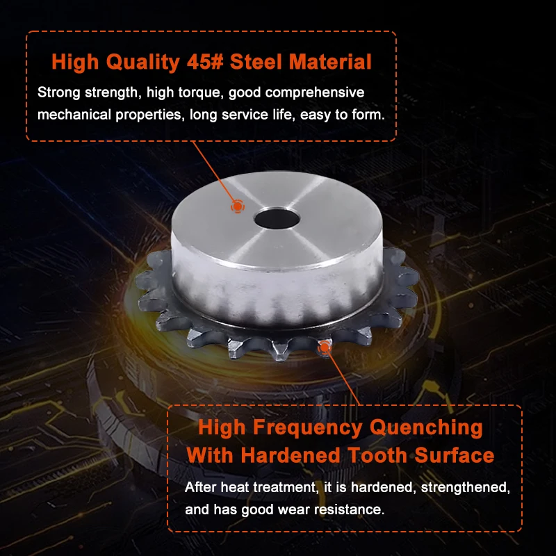 Precision 04C 2-Point Sprocket 8/10/11/12/13 Tooth Standard Hole 6/8/10/12mm With M5 Screw Hole Fixed 45# Steel Quenching Pitch