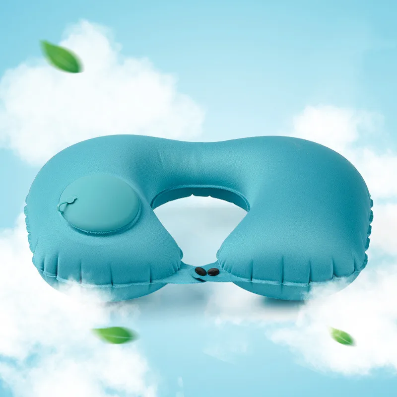 Press inflatable travel pillow U-shaped cervical spine support pillow Car nap pillow office rest pillow