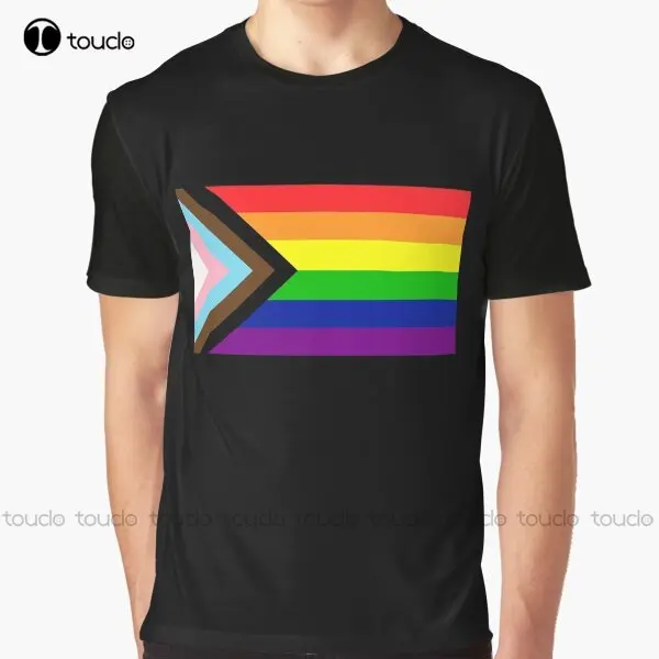 

Progress Pride Flag Graphic T-Shirt Custom Aldult Teen Unisex Digital Printing Tee Shirts Funny Art Streetwear Cartoon Tee