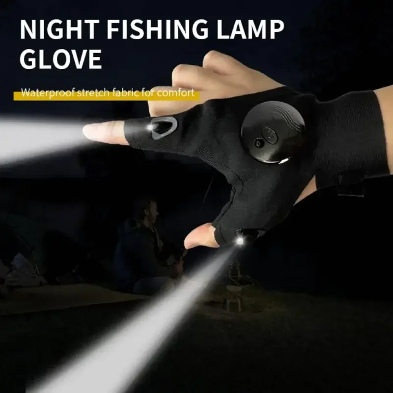 Sports Gloves Outdoor Hunting Gloves Luminous Lighting Half Finger Light Night Driving Hunting Vehicle Maintenance Lighting Order