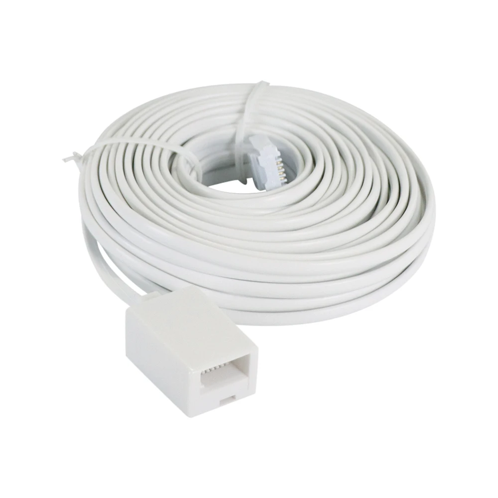 6P4C Modular British Telephone Phone Cables Wire White Extended Cable Extension Line Accessories 5M 10M 15M 20M