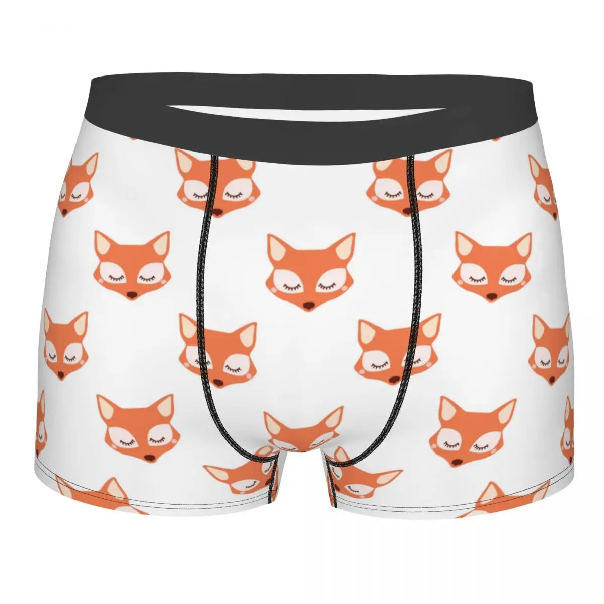 

Men's Sleepy Fox Pattern Boxer Briefs Shorts Panties Soft Underwear Animal Male Novelty Plus Size Underpants
