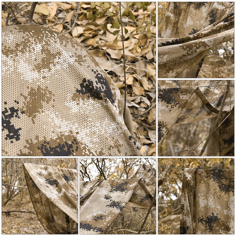 Quiet Net Camo Mesh Hunting Camouflage Cover for Outdoor Bird Photography Duck Blind Garden Decoration 75D Cloth camouflage netting