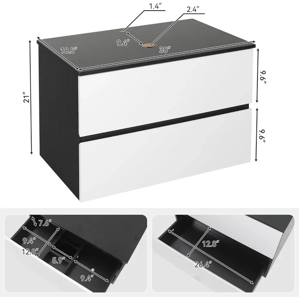 Bathroom Vanity, and Wall Mounted Bathroom Vanity, Modern Stylish Floating Cabinet with Silver Leaf Glass Sink 2