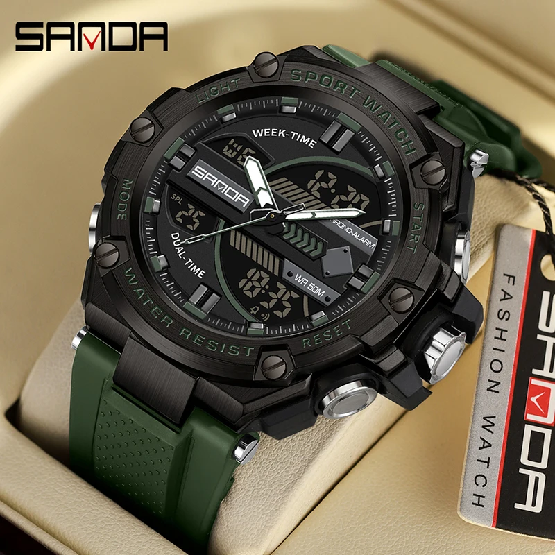 

SANDA 2023 Top Brand Men's Watches Sport Military Quartz Watch 50M Waterproof Wristwatch for Men Clock relogios masculino 3185