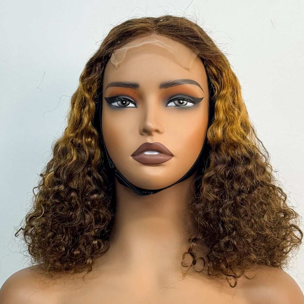 250% Density Water Wave Curly Human Hair Wigs Double Drawn 4x4 Transparent Lace Closure Human Hair Wigs  For Black Women