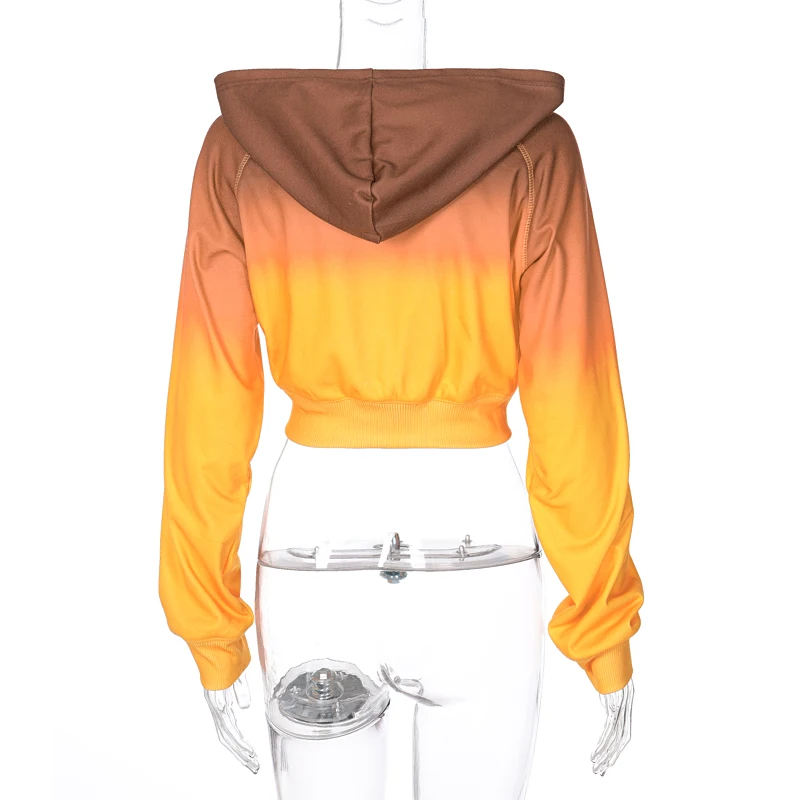2023 Fashion New Long Sleeve Hooded Tie-Dye Short Sweatshirt Autumn and Winter Women's Fashion Streetwear Women's Suit