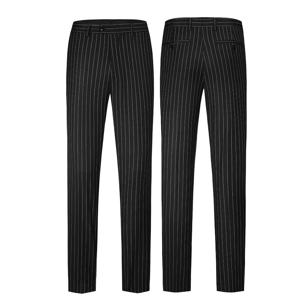 Elegant Business Stripe Men Suit Double Breasted Black Burgundy Wedding Dress Banquet New Fashion Male Blazer Pants 2 Pieces Set