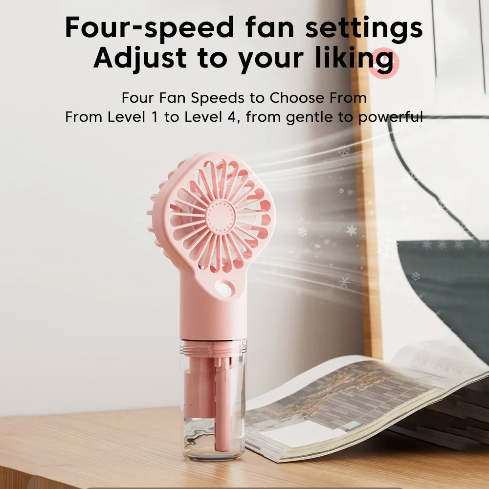 Compact Rechargeable Handheld Mist Fan with Humidifier