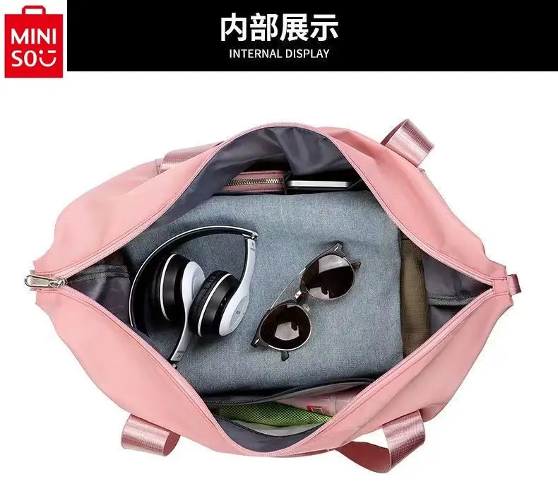 MINISO Hello Kitty Fitness Luggage Bag for Women High Quality Oxford Textile Fashion Large Capacity Storage Handheld Travel Bag