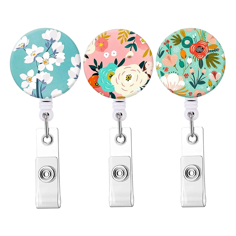 

3 Pcs Retractable Badge Reel Clip, Badge Holder With Alligator Clip, Cute Badge Clip On ID Name Card Holders For Nurse
