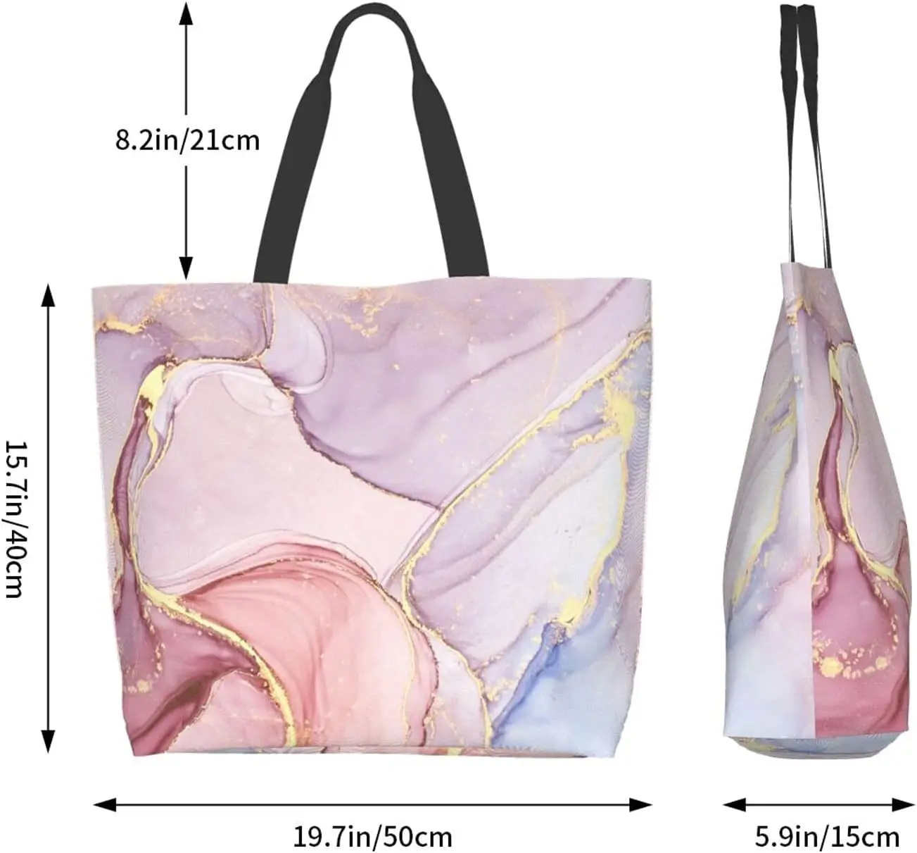 Earth Glow Stars Space Canvas Tote Bag Women Casual Shoulder Bags for Shopping Grocery Large Handbag