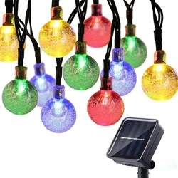 Outdoor Solar - Powered Crystal Ball String Lights - Waterproof with 8 Lighting Modes - 5M 20LEDS (Multicolor)