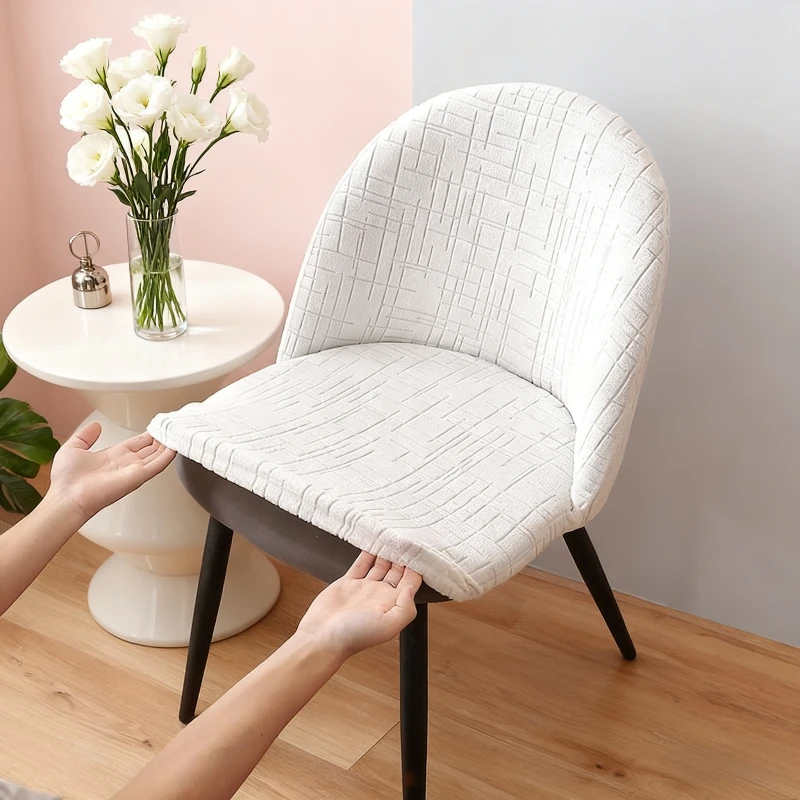 Jacquard Shell Chair Cover Short Back Elastic Removable Chair Covers Dining Room Seat Covers for Bar Party Housse Tabouret Home