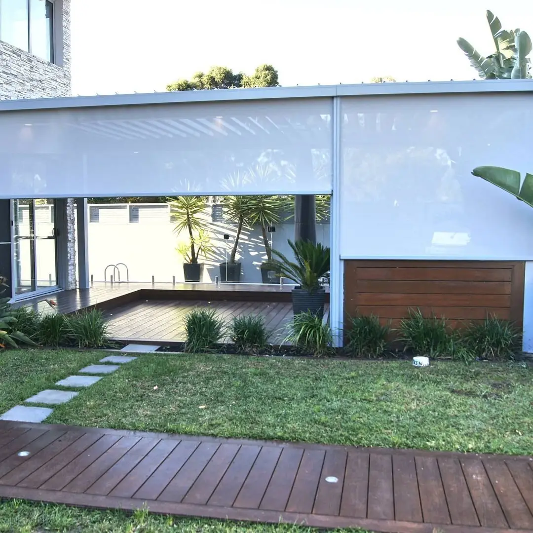 Electric Outdoor Windproof Roller Blinds with Cover Zipper Guide Technology Motorized Suit for Balcony Garage