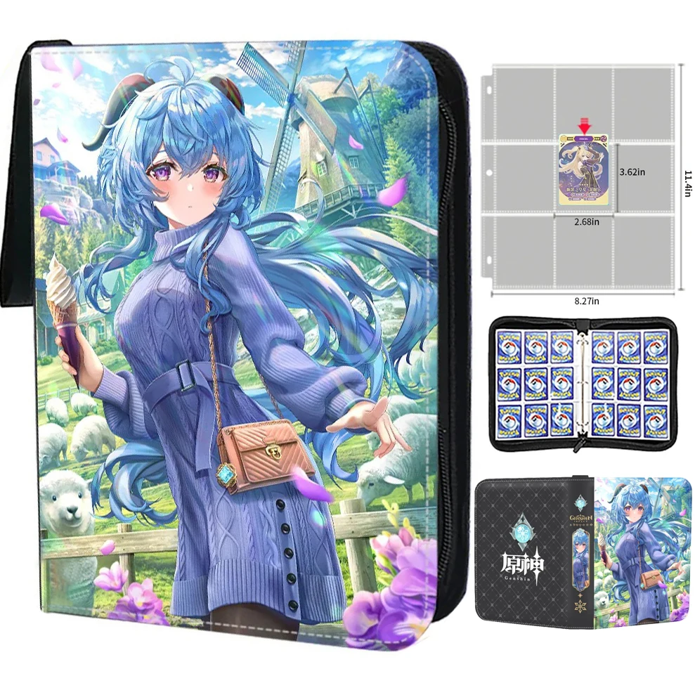 

9 Pocket Genshin impact Card Album Holder Zipper Anime Trading Anime Game Card Binder Collector Book Folder with 50 inner Pages