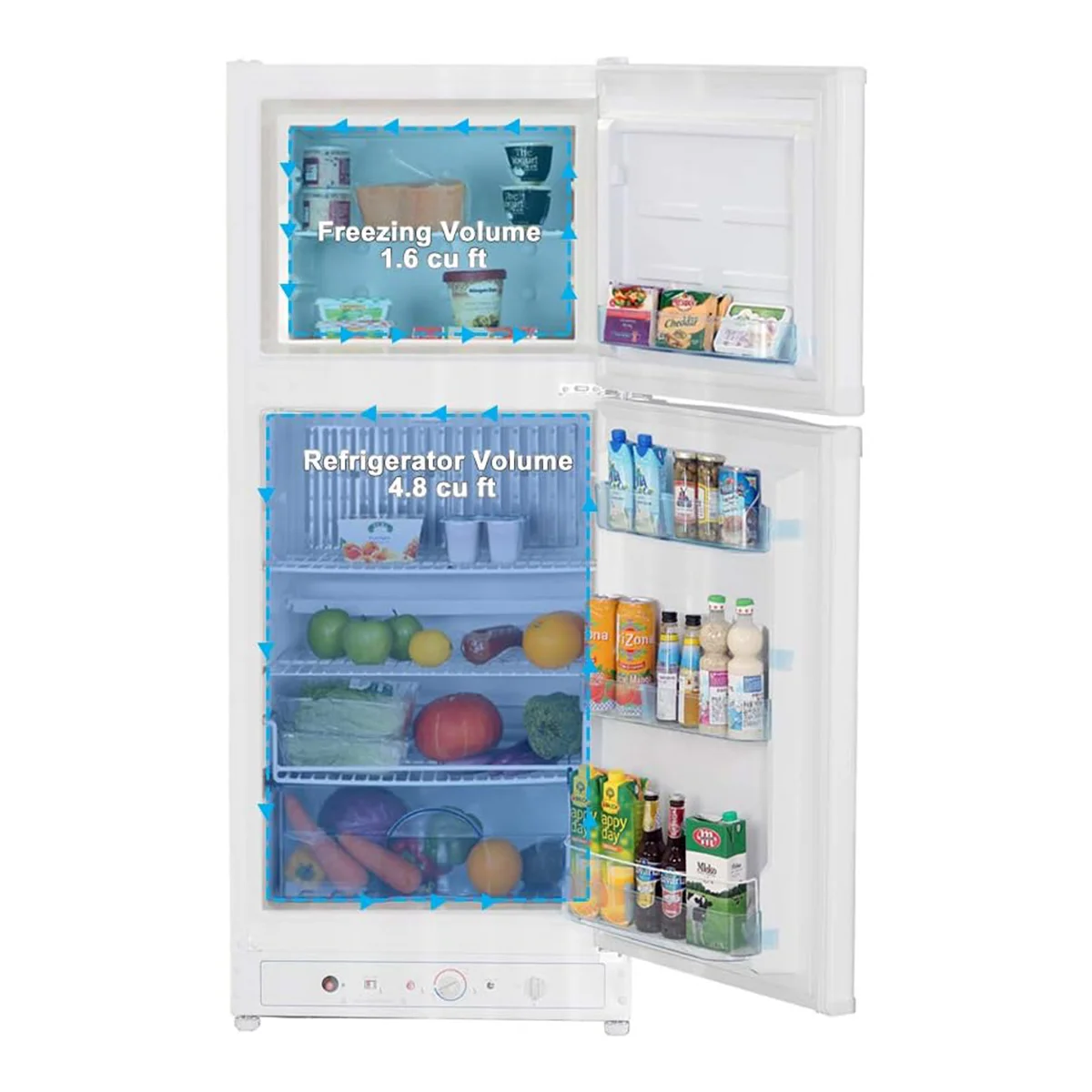 Smad 6.1 Cu Propane Refrigerator Gas 110V Electric 2-Way Fridge Freezer Camper Temperature Control Stainless