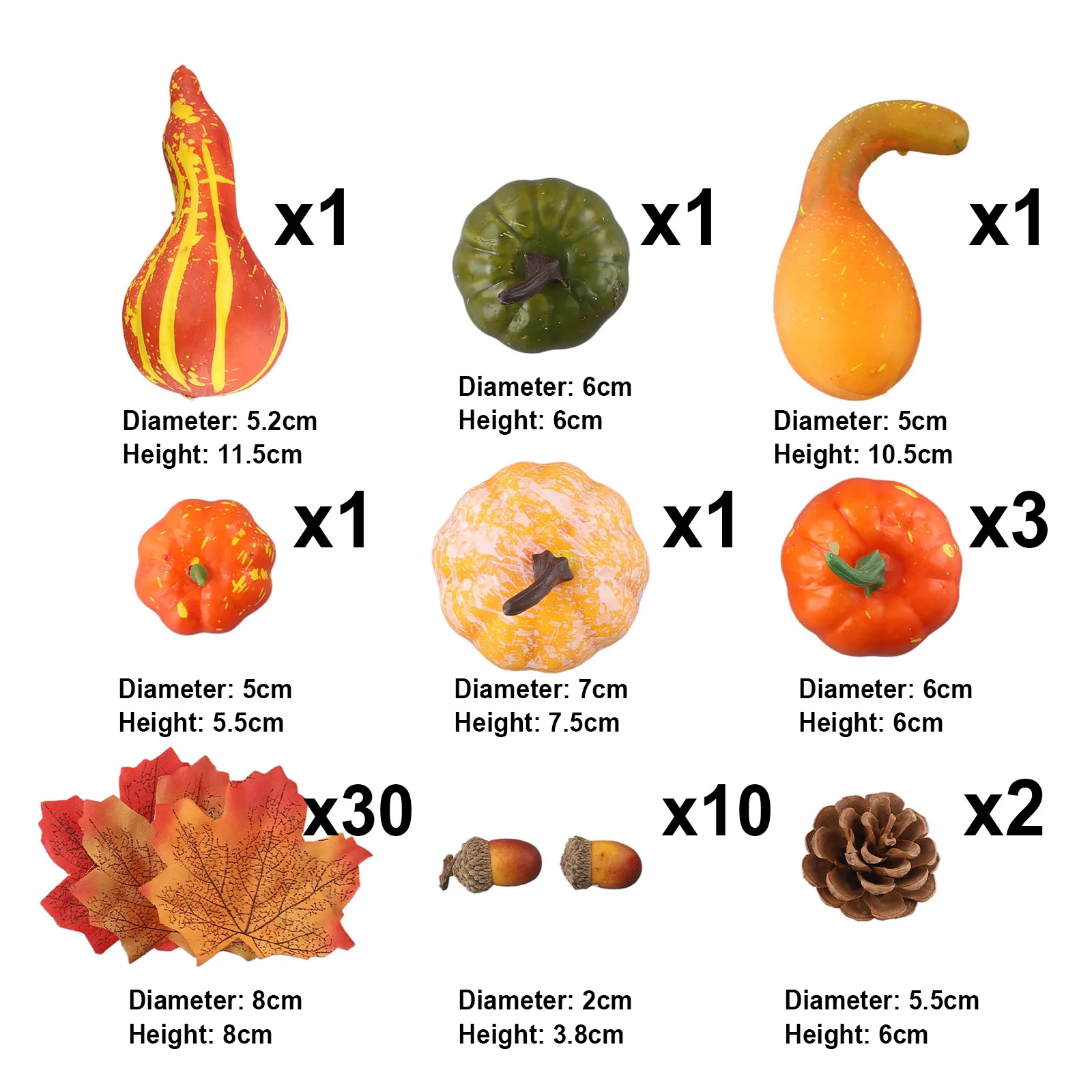 Artificial Pumpkin Autumn Fall Wreath Decorations Mini 50/70/86Pcs For Home Party Artificial Pumpkin Maple Leaf Pine Cones