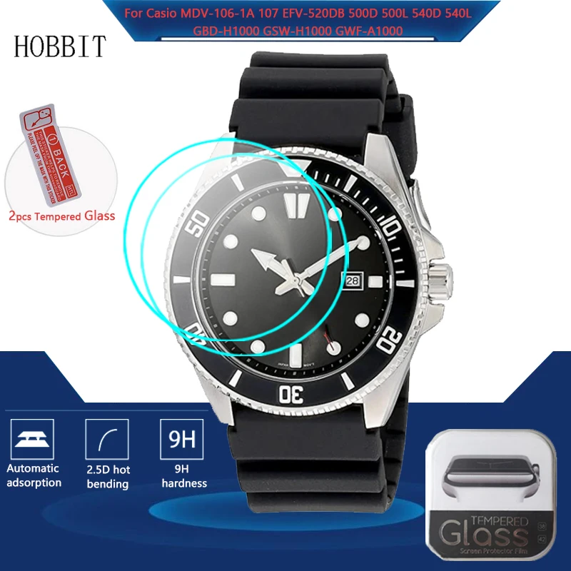 2Pcs Vetro Temperato Protezione Dello Schermo Per Casio Mdv-106-1A 107 Efv-520Db 500D 500L 540D 540L Gbd-H1000 Gsw-H1000 Gwf-A1000 Pellicola