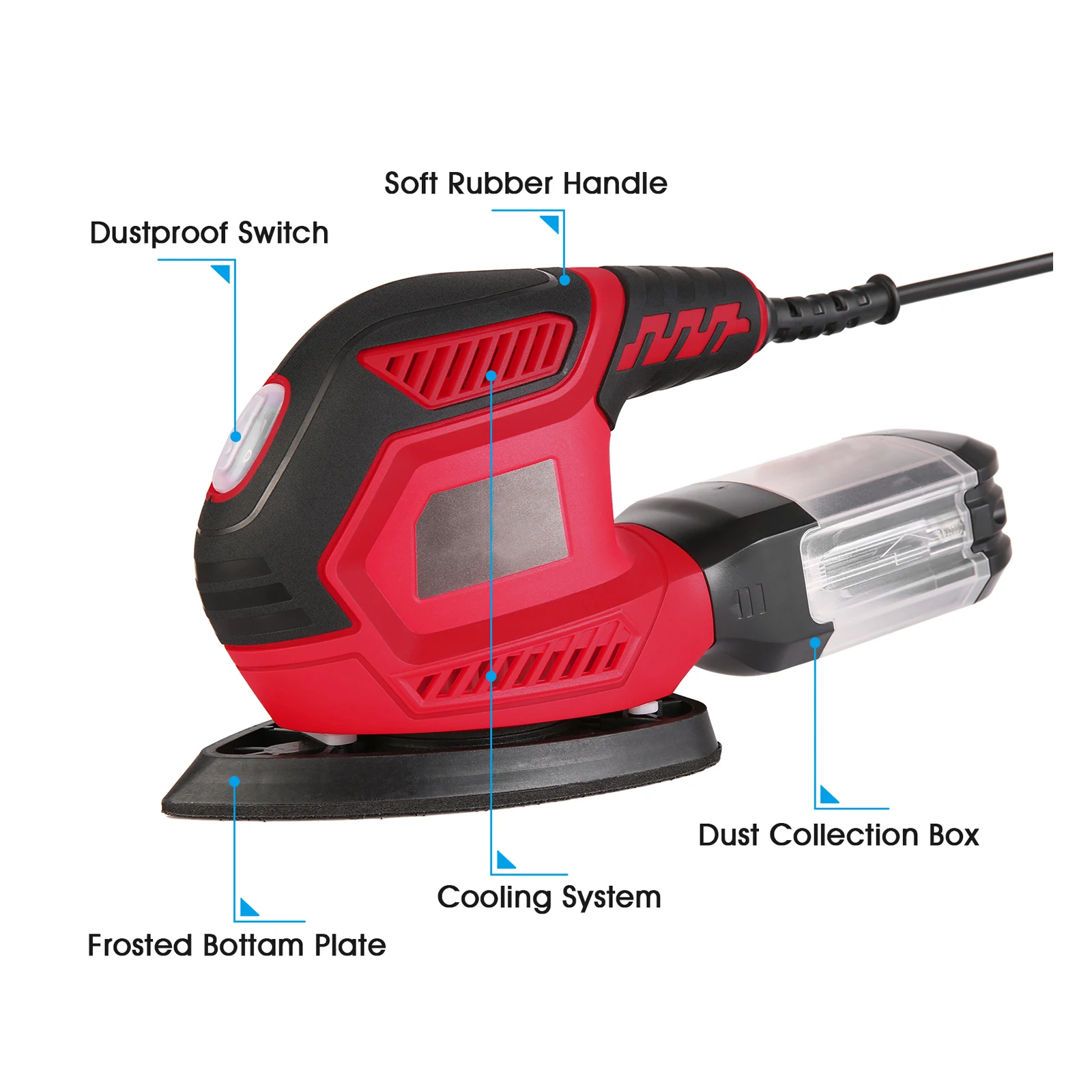 Levigatrice Orbitale 200W 14000 RPM - Con 20 Carte Abrasive, Scatola Polvere E Accessori Per Legno E Metallo - Foto 2